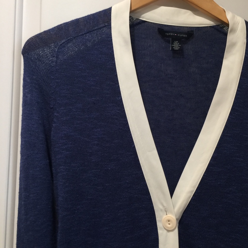 NWOT Tommy Hilfiger Nautical Blue Cream Sweater S